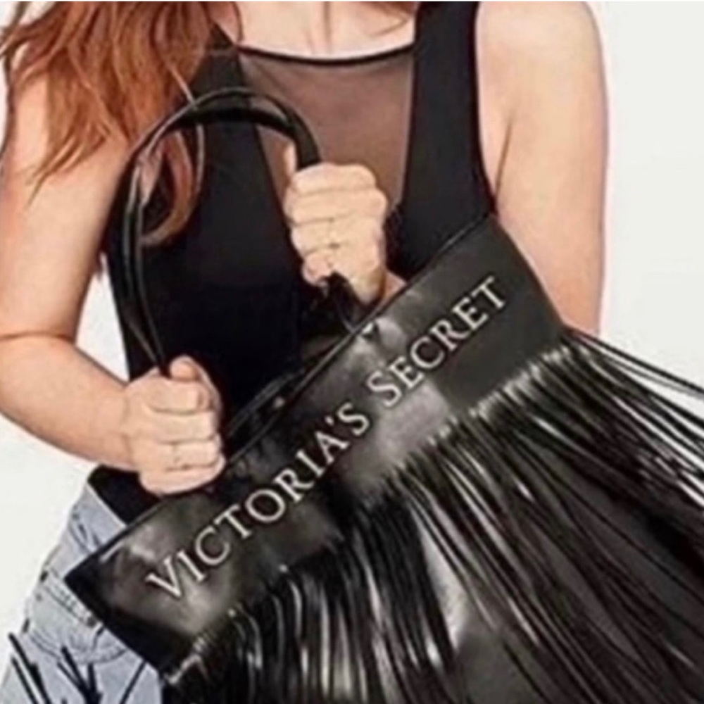 Victoria’s Secret Black Fringe Tote Bag NWT!! - Picture 6 of 7